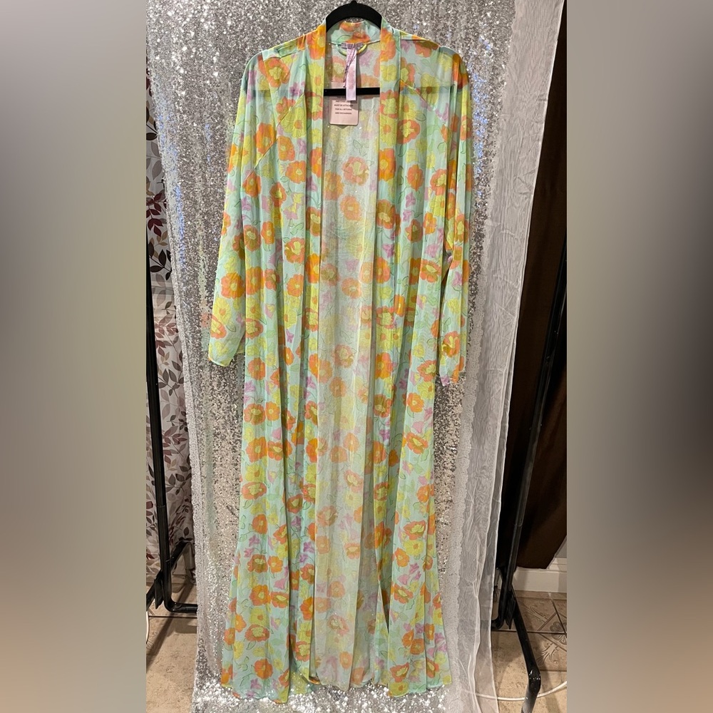 Savage X Fenty Floral Mesh Dress with Pink and Yellow Accents